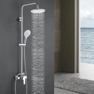 Productafbeelding van Doucheset compleet | Douchesysteem met mengkraan. Verstelbare douchearm van 110-145 cm | Regendoucheset met kraan | Regendouchekop 8 inch | Handdouche | Doucheset, chroom
