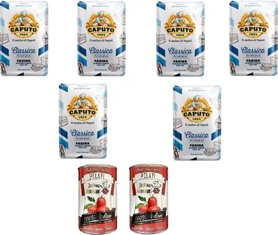 Produktbild von 6x Farina Molino Caputo Classica per Pizza Napoli Pizzamehl Pizza Mehl 1kg + Italian Gourmet 100% italienische geschälte Tomaten dosen 2x 400g