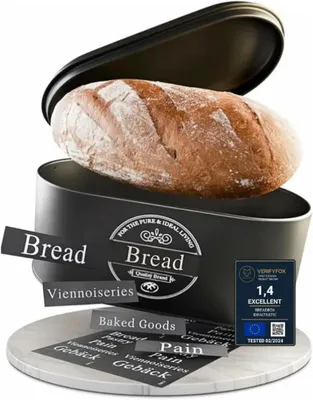 Image de Boîte à pain, noire mate, en acier, pour la cuisine
