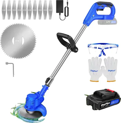 Obrázek produktu pro Vyžínač trávy, akumulátorový, nastavitelný úhel sečení, modrý, jedna baterie