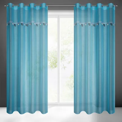Produktbild von Eurofirany 418369, Durchscheinend, Blau, Einfarbig, Polyester, Ring, 50 g/m²