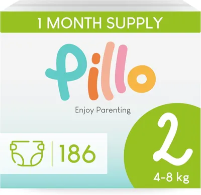 Obrázok produktu pre Plienky veľkosť 2, 4-8 kg, 186 kusov, pre bábätko