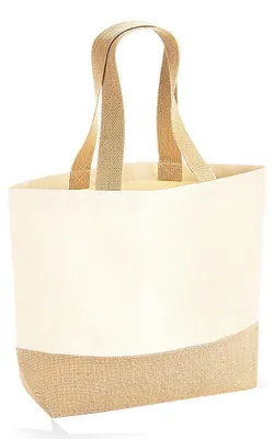 Immagine prodotto di Borsa della spesa in tela Westford Mill con fondo in juta FK977 (taglia unica) (naturale)