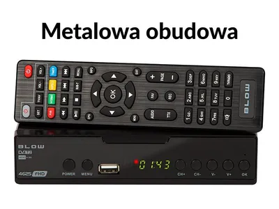 Zdjęcie produktu dla Tuner Blow DVB-T2 H.265, Full HD, EPG, USB HDMI, z pilotem i bateriami