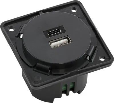 Produktbild von Berker USB Ladesteckdose 230 V, 2fach, 3A, A+C, Integro, anthrazit, USB A + USB C, Anthrazit, 230 V, 3 A, 1 Stück(e)