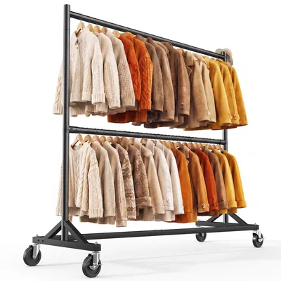 Produktbild von HOKEEPER Kommerzieller Kleiderständer mit Z-Ständer, Tragkraft 250 kg, robuster Schwerlast-Garderobenständer, verstellbarer Kleiderstange auf Rollen，s