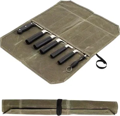 Produktbild von 7 Fach Roller Bag für Köche, Portable Kitchen Messenger Bag, Aufbewahrungstasche für Küchenchefs Messer, Chef Mes Roll Bag, Gewaschene Leinwand Roller Bag v