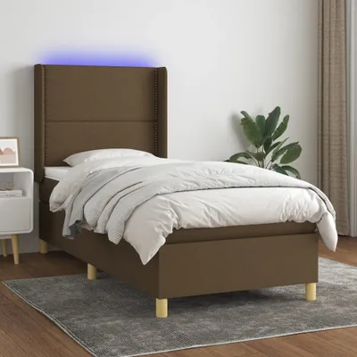 Produktbild von The Living Store Boxspringbett mit Matratze & LED Dunkelbraun 90x190 cm Stoff