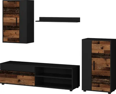 Produktbild von Wohnwand Vicco Berno Eiche rustikal 4-teiliges Set, Model 53279
