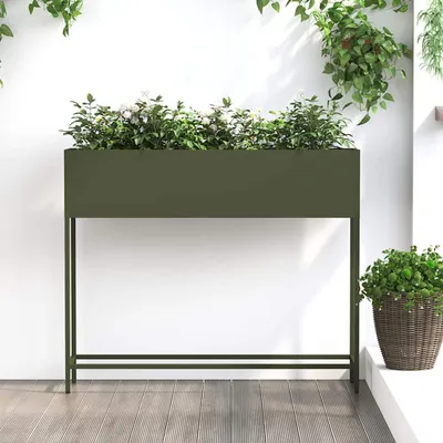 Produktbild von Möbel Hochbeet Gartenpflanzer Olivgrün 100 x 26 x 82 cm Stahl - Beete 865879