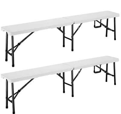 Produktbild von CASARIA® 2er Set Bierbank Klappbar 8 Personen 183cm Kunststoff Klappbank Faltbar Biergarten Campingbank Bierbänke Bierbankgarnitur Gartenbank Weiß