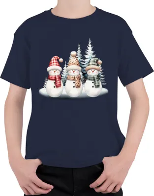 Produktbild von Schneemänner - Weihnachten Weihnachtsgeschenk Christmas Uni Kinder T-Shirt, Navy, 116