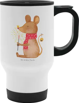 Produktbild von Mr. & Mrs. Panda thermosbecher Maus Weihnachten - Weiß - Geschenk, Kaffeebecher To Go, Weihnachtsgruß, Thermobecher, Kaffee-Thermobecher, Weihnachtsmotiv, Advent, Frohe