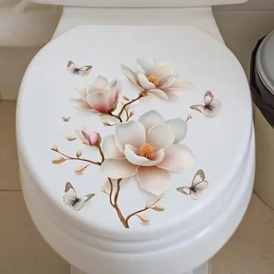 Produktbild von GKA WC-Deckel Aufkleber Natur Toilettendeckel Tattoo selbstklebend Toilette - Magnolien