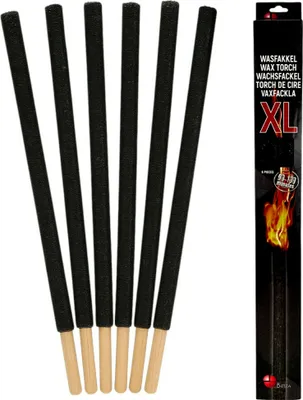 Zdjęcie produktu dla Pochodnie woskowe Benza XL - Zestaw 6 sztuk - 70 x 2 cm - Czas palenia 90-100 min - W zestawie kartonowe ochraniacze na dłonie - Do ogrodu, na imprezę i cichy marsz