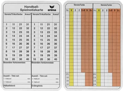 Produktbild von Erima Spielnotizkarten Handball