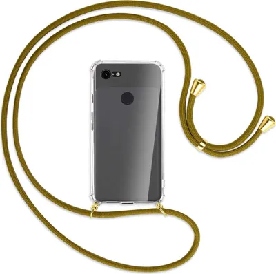 Produktbild von Handykette Backcover-Schutzhülle mit Band (Metall goldfarben) für Google Pixel 3 - khaki