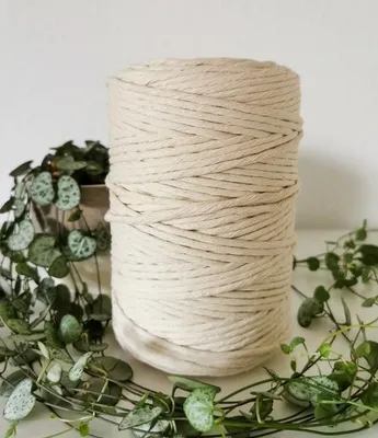 Produktbild von Makrameegarn Makramee Baumwollgarn Bastelgarn NATUR  200 Meter 4 mm GEZWIRNT