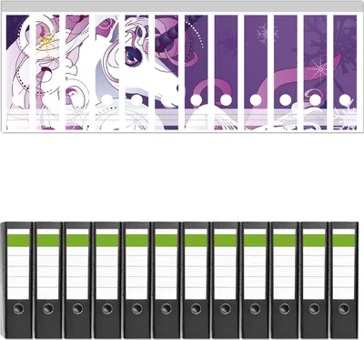 Produktbild von Wallario 12 Stück breite Ordner inkl. Klebeetiketten mit Motive Einhorn in lila und pink -  Set mit Rückenschildern / Ordnerrücken Stickern