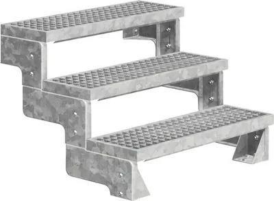 Produktbild von Aussentreppe Pertura Tallis ohne Geländer 3 Steigungen 80 cm Gitterrost