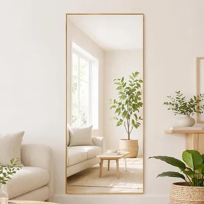 Produktbild von Ganzkörperspiegel, 165 x 60 cm Spiegel groß,Rahmen aus Aluminiumlegierung, Hartglas, Rechteckiger Standspiegel für Schlafzimmer, Wohnzimmer, Ankleidezimmer