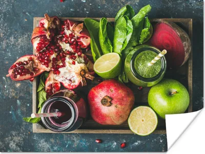 Produktbild von MuchoWow® Poster Obstkiste - Obst - Smoothie 160x120 cm - Foto Plakat