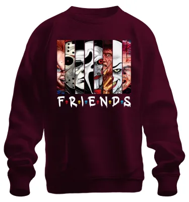 Obrázok produktu pre FRIENDS Horor Ikonen Jason Michael Pennywise Freddy Chucky Kult Uni mikina, bordová, L