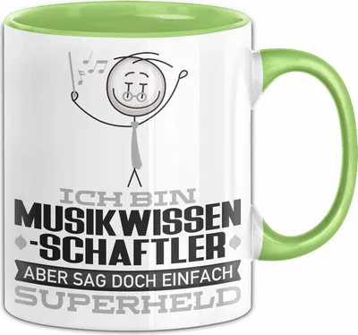 Produktbild von Musikwissenschaftler Geschenk Tasse Ich Bin Musikwissenschaftler Aber Sag Doch Einfach Superheld Lustige Geschenkdiee für Musikwissenschaftler Kaffee-Becher (Grün)