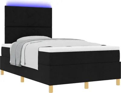 Zdjęcie produktu dla Łóżko z sprężyną LED z materacem Czarny 120 x 200 cm tkanina