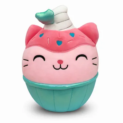 Produktbild von Kuscheltier Katze 23 cm rosa mit Eiscreme-Waffel – Weiches Plüschtier Stofftier