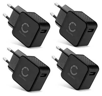 Immagine prodotto di CELLONIC Ricarica rapida: Caricatore USB (4pack) per telefoni cellulari, smartphone, tablet, fotocamere, altoparlanti, ecc. - Adattatore di ricarica con caricatore rapido da 5W