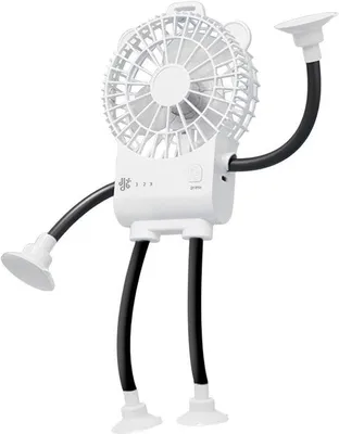 Productafbeelding van VHV - Bureauventilator - Robotvormige tafelventilator met zuignap en 3 standen - Compacte ventilator voor kantoor en slaapkamer