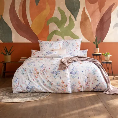 Produktbild von Estella Mako-Satin Bettwäsche 135x200 Gabriela Schmetterlinge Blüten weiß 7683-985