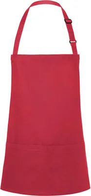 Zdjęcie produktu dla Karlowsky krótki fartuch BASIC z klamrą i kieszenią 75 x 60 cm unisex mieszanka poliestru i bawełny malinowy