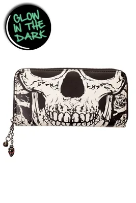 Image de Banned Porte-monnaie alternatif Glow In The Dark Skull Porte-monnaie tête de mort