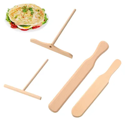 Productafbeelding van Set van 4 houten crêpes en pannenkoekenhulpmiddelen