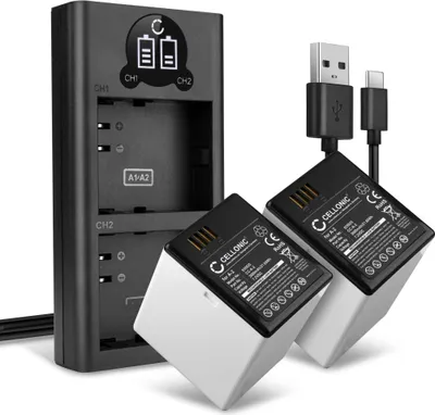 Immagine prodotto di CELLONIC 2x Batteria per Smart home Compatibile con Arlo Go 1, A-2 – (3000mAh, 7.2V) + Caricabatterie Doppio