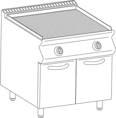 Obrázek produktu pro KBS Plynový lávový gril 2 ohřívací zóny 20 kW 800x730x900 mm Otevřená základna