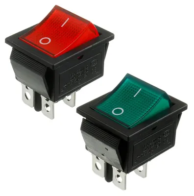 Tuimelschalter DPST 4-polig 250V/6A 125V/10A 2er-Pack rot+grün