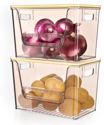 Productafbeelding van Omgoods - Set van 2 Keukenorganizers met Bamboe Deksel