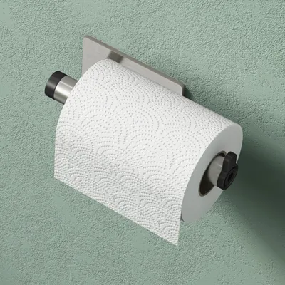 Produktbild von Mai & Mai Toilettenpapierhalter ohne Bohren, Klopapierhalter WC aus Edelstahl, Toilettenpapier Halterung Rollenhalter Matt schwarz + Nickel Lino-02