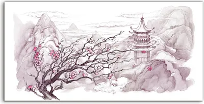 Produktbild von Coloray Canvas 140x70  Wandbild Leinwand Bilder Foto Kunstdruck groß Japanische Berge