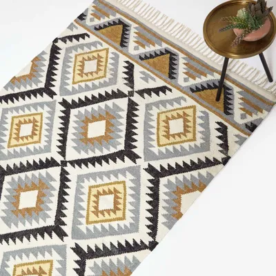 Produktbild von HOMESCAPES Kelim-Teppich Agra 120x170 cm – Handwebteppich aus Wolle & Baumwolle