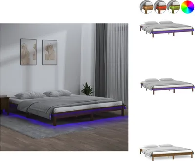 Produktbild von vidaXL Massivholzbett mit LEDs Honigbraun 120x190 cm - Betten & Bettgestelle