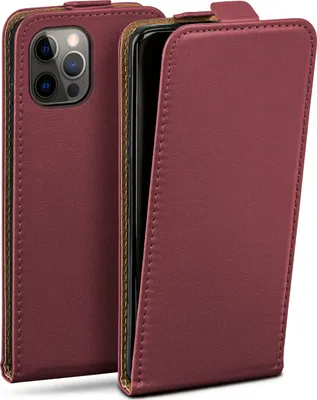 Produktbild von moex® Flip Case kompatibel mit Apple iPhone 12 / 12 Pro - Hülle mit 360 Grad Schutz, Weinrot