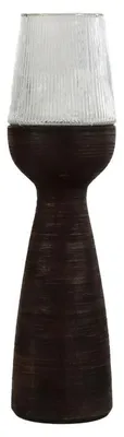 Obrázok produktu pre Pomax, váza a svietnik na stôl, vyrobené z mangového dreva, tmavohnedá farba, priemer 22 cm, výška 82 cm