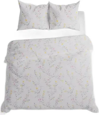 Image de Literie, satin de coton, haute qualité 160x200 Zoe Gris, petites fleurs