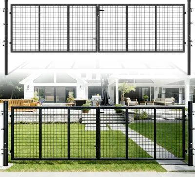 Produktbild von Izrielar Doppelflügeltor Einfahrtstor Gartentor Tore Hoftor verzinkt 350cm x 100cm Anthrazit Doppelflügel - inkl. Schloss, Schlüsseln Gartenpforte Zauntor