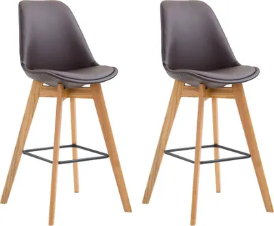 Produktbild von 2er Set Barhocker GIKAR - Kunstleder Braun 48x56x112 cm | Barstuhl Mit Lehne Tresenhocker Tresenstuhl Kneipenhocker Kneipenstuhl