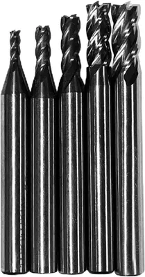 Produktbild von HSS Fräsersatz 4 Schneiden, 5-teilig, 2-6 mm, für Metallbearbeitung